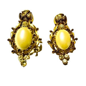Large Vintage Rhinestone Pearl Earrings